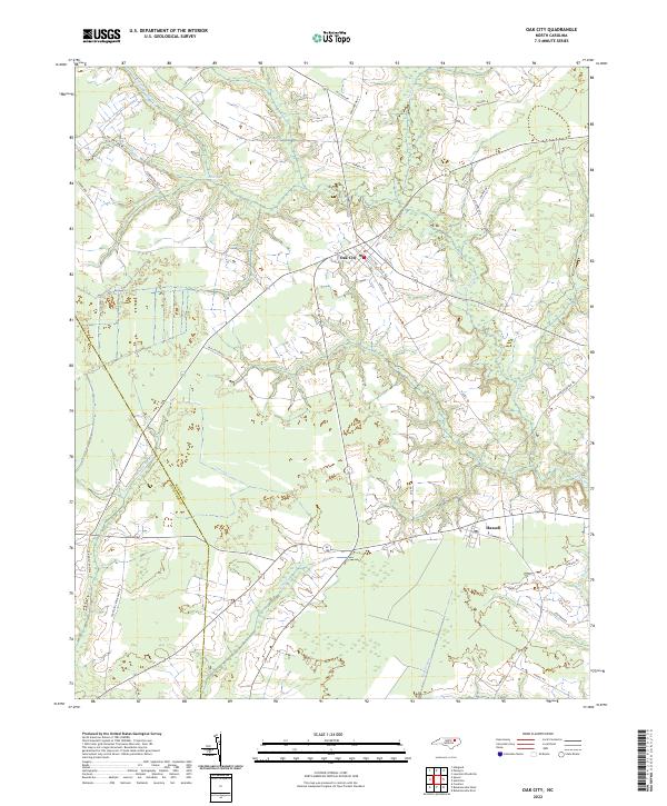 US Topo 7.5-minute map for Oak City NC