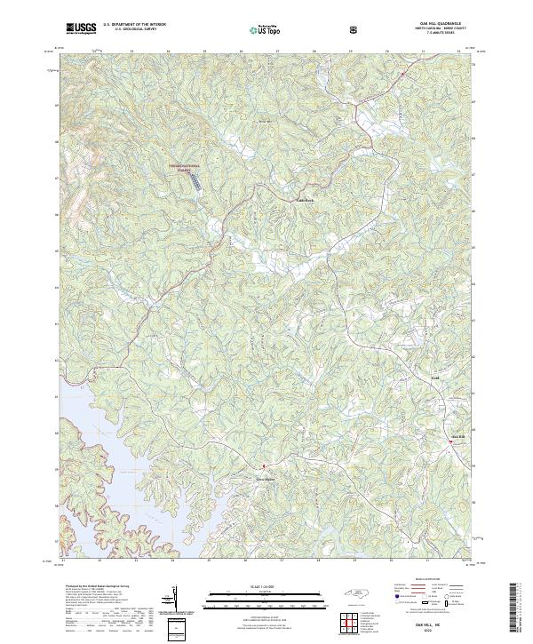 US Topo 7.5-minute map for Oak Hill NC