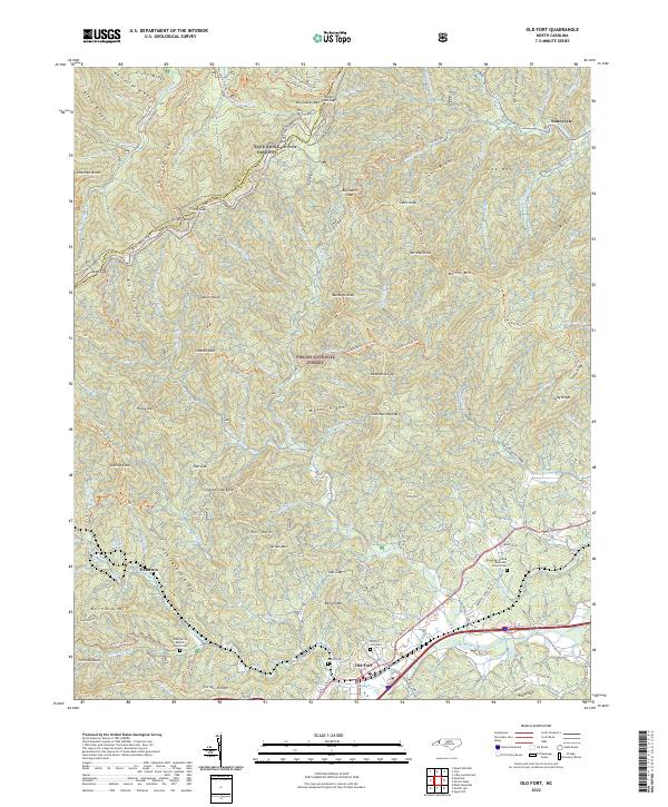 US Topo 7.5-minute map for Old Fort NC