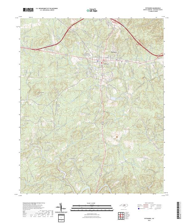 US Topo 7.5-minute map for Pittsboro NC