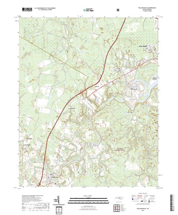 US Topo 7.5-minute map for Pollocksville NC