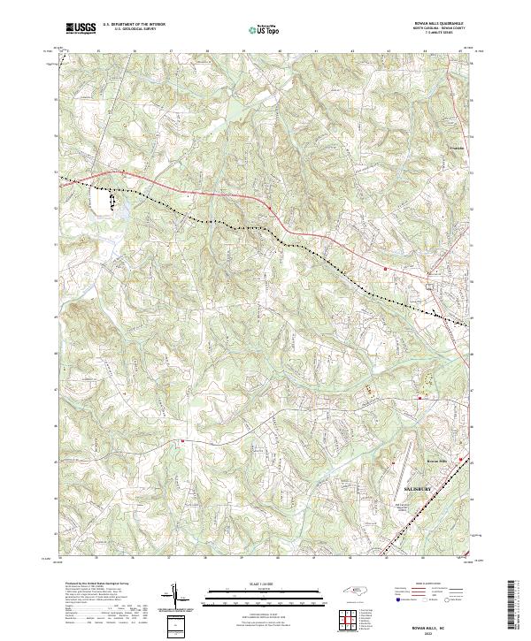 US Topo 7.5-minute map for Rowan Mills NC