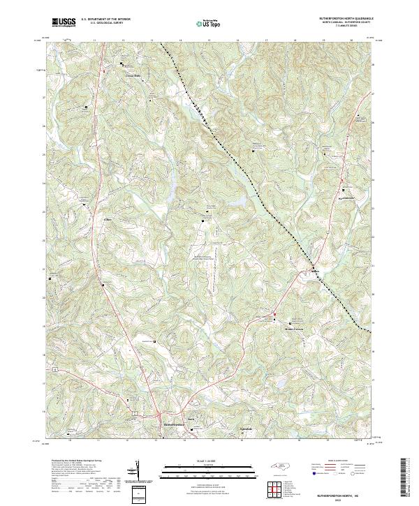 US Topo 7.5-minute map for Rutherfordton North NC