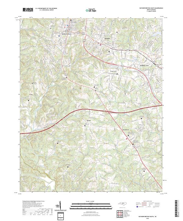 US Topo 7.5-minute map for Rutherfordton South NC