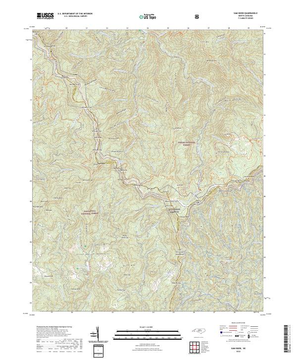 US Topo 7.5-minute map for Sam Knob NC