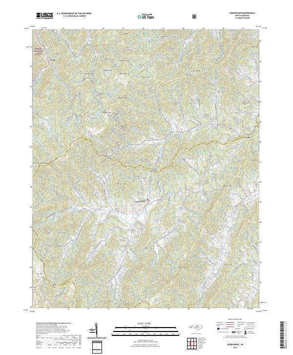 US Topo 7.5-minute map for Sandymush NC