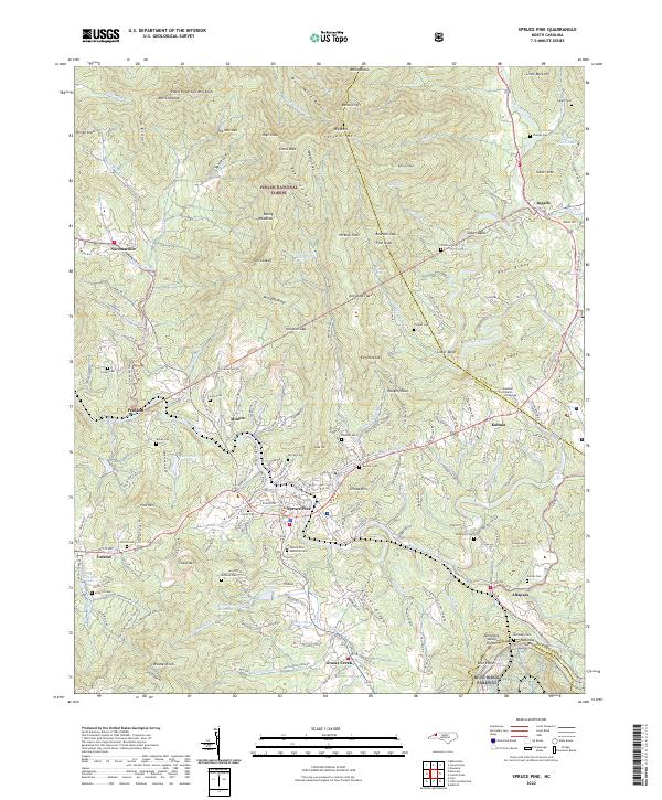 US Topo 7.5-minute map for Spruce Pine NC