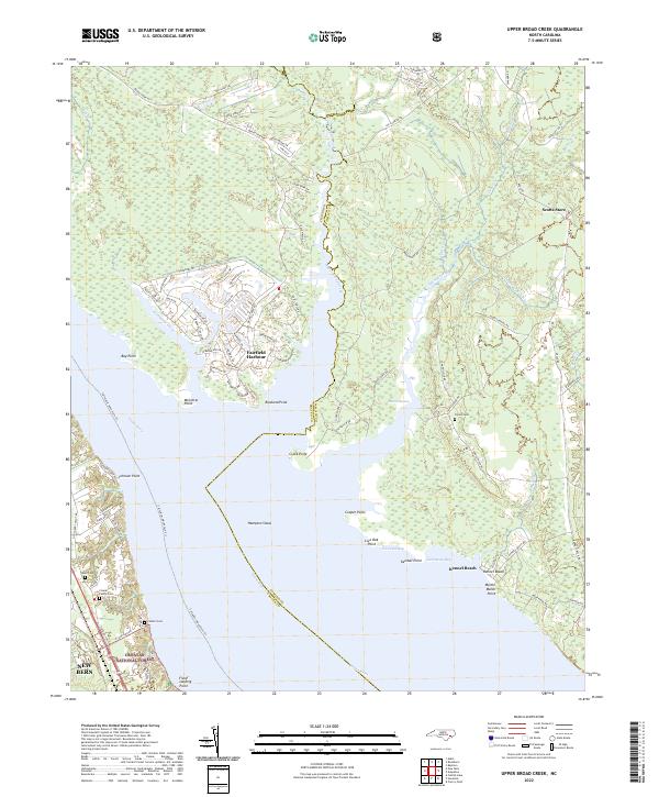 US Topo 7.5-minute map for Upper Broad Creek NC