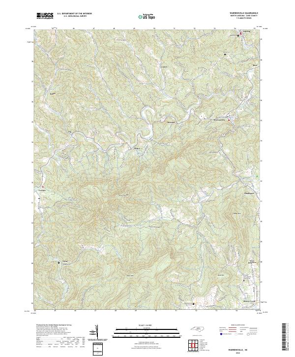 US Topo 7.5-minute map for Warrensville NC