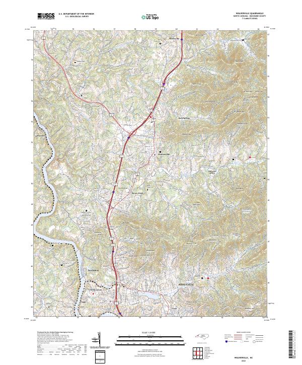 US Topo 7.5-minute map for Weaverville NC