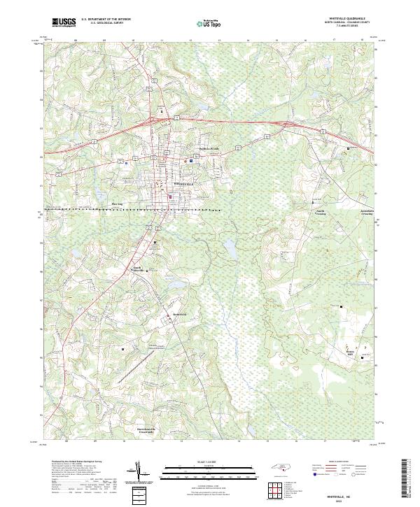 US Topo 7.5-minute map for Whiteville NC