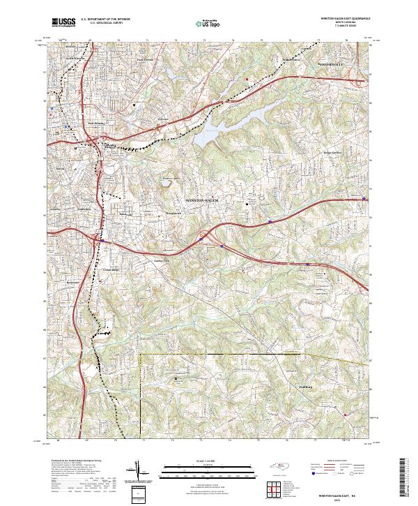 US Topo 7.5-minute map for Winston-Salem East NC