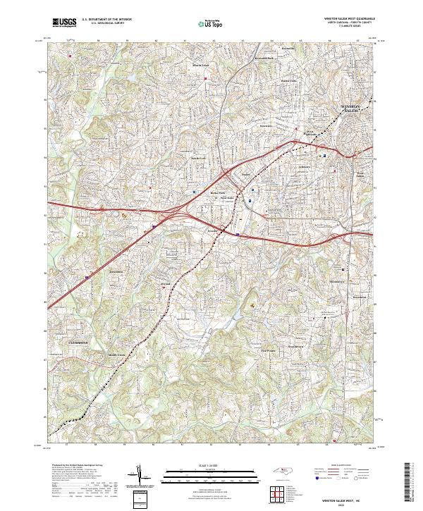 US Topo 7.5-minute map for Winston-Salem West NC