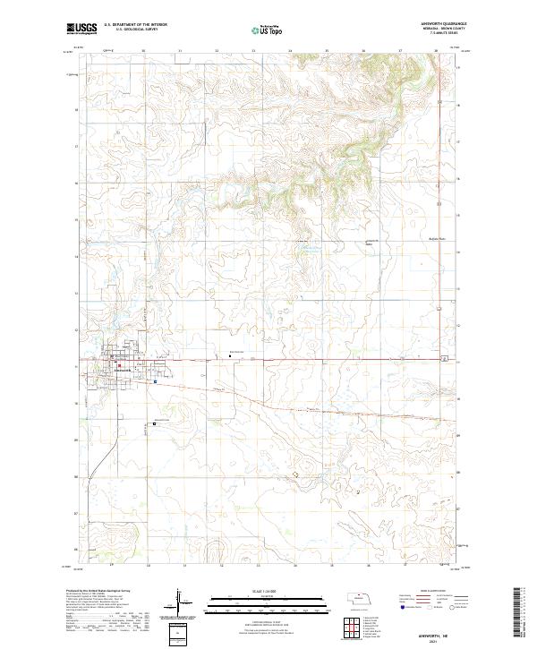 USGS US Topo 7.5-minute map for Ainsworth NE 2021