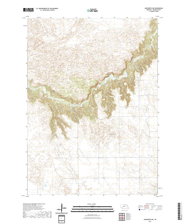 USGS US Topo 7.5-minute map for Ainsworth NW NE 2021