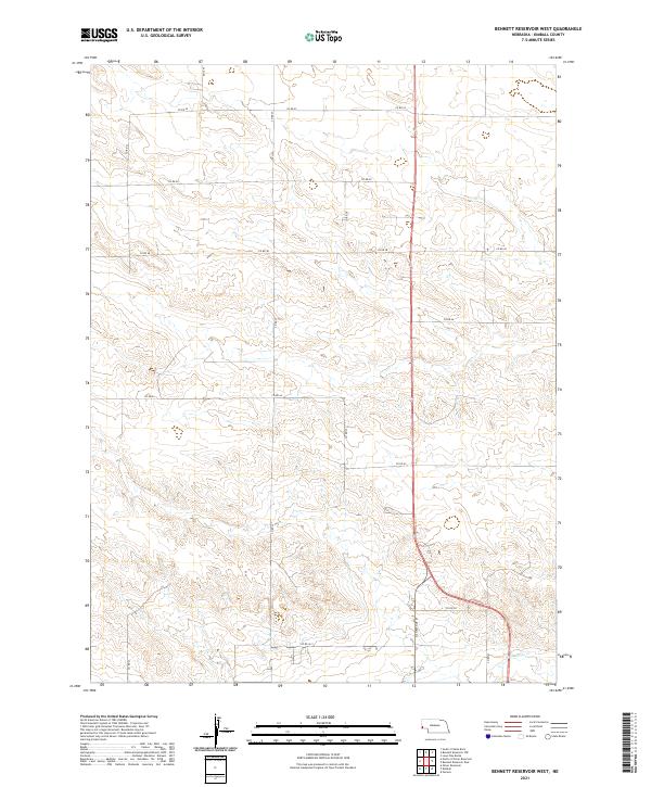 USGS US Topo 7.5-minute map for Bennett Reservoir West NE 2021