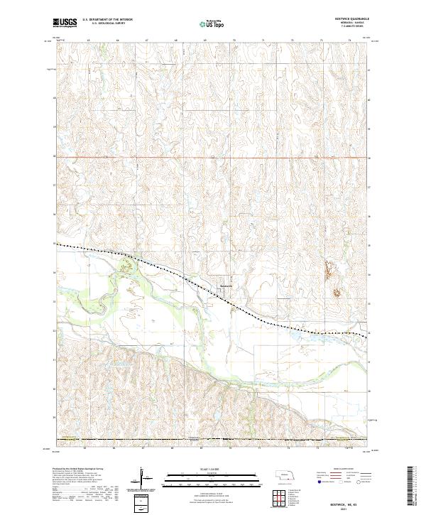 USGS US Topo 7.5-minute map for Bostwick NEKS 2021