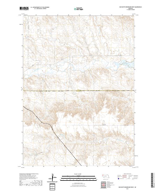 USGS US Topo 7.5-minute map for Box Butte Reservoir West NE 2021