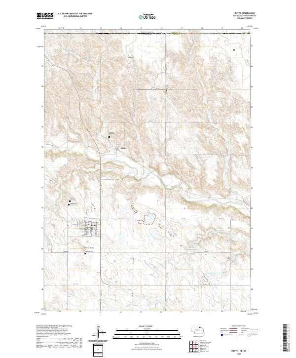 USGS US Topo 7.5-minute map for Butte NESD 2021