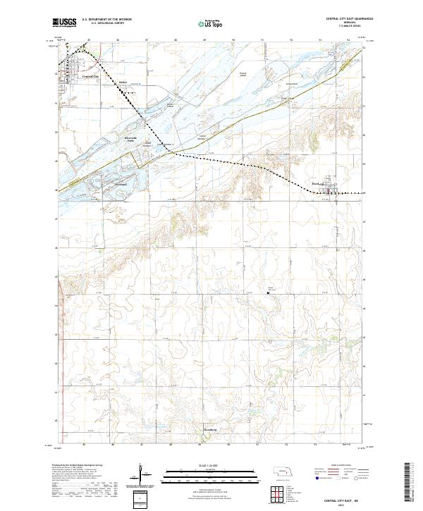 USGS US Topo 7.5-minute map for Central City East NE 2021