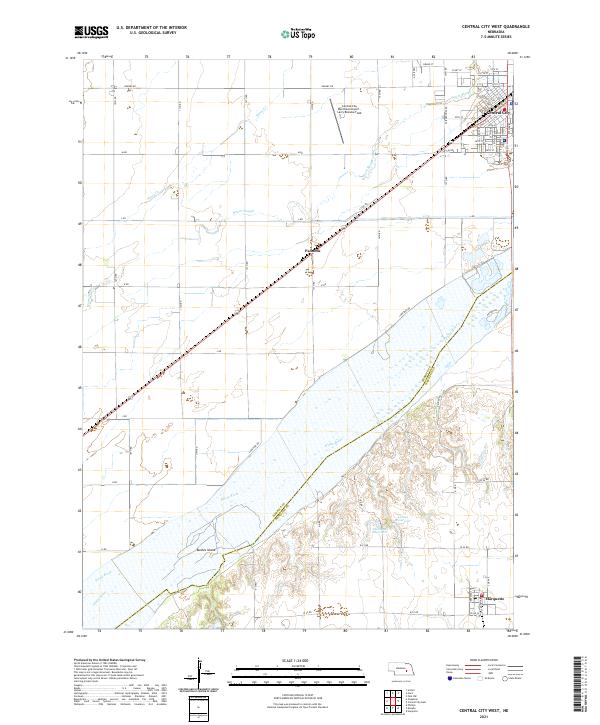 USGS US Topo 7.5-minute map for Central City West NE 2021