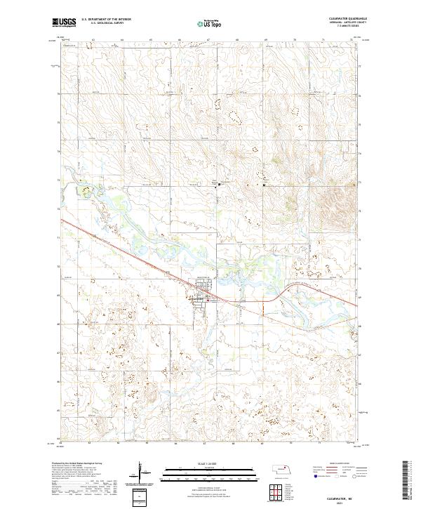 USGS US Topo 7.5-minute map for Clearwater NE 2021