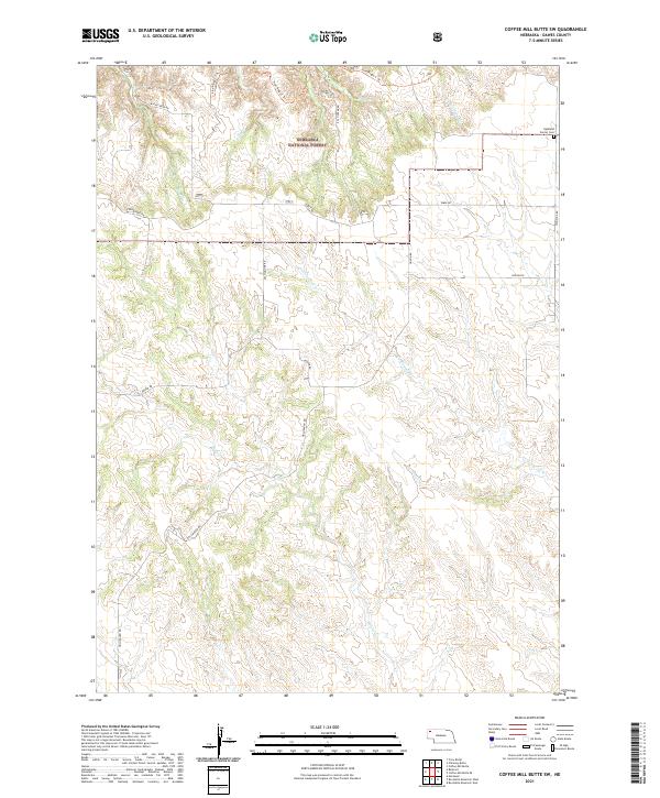 USGS US Topo 7.5-minute map for Coffee Mill Butte SW NE 2021