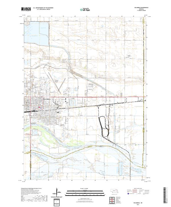 USGS US Topo 7.5-minute map for Columbus NE 2021