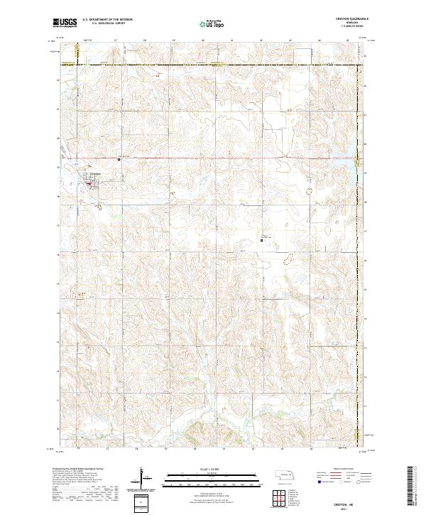 USGS US Topo 7.5-minute map for Creston NE 2021