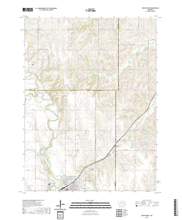 USGS US Topo 7.5-minute map for Crete North NE 2021