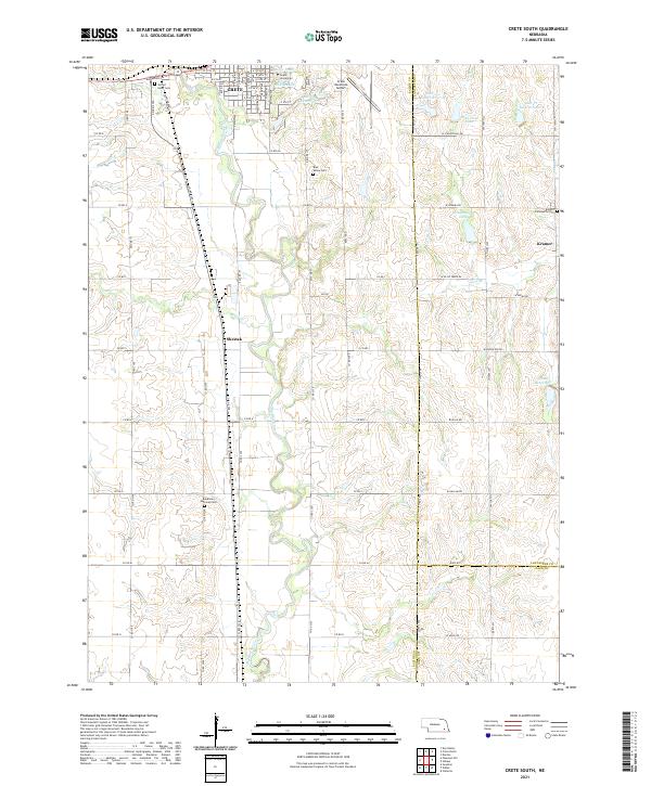 USGS US Topo 7.5-minute map for Crete South NE 2021