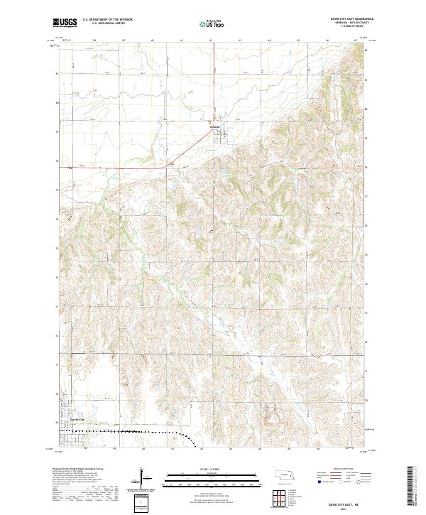 USGS US Topo 7.5-minute map for David City East NE 2021