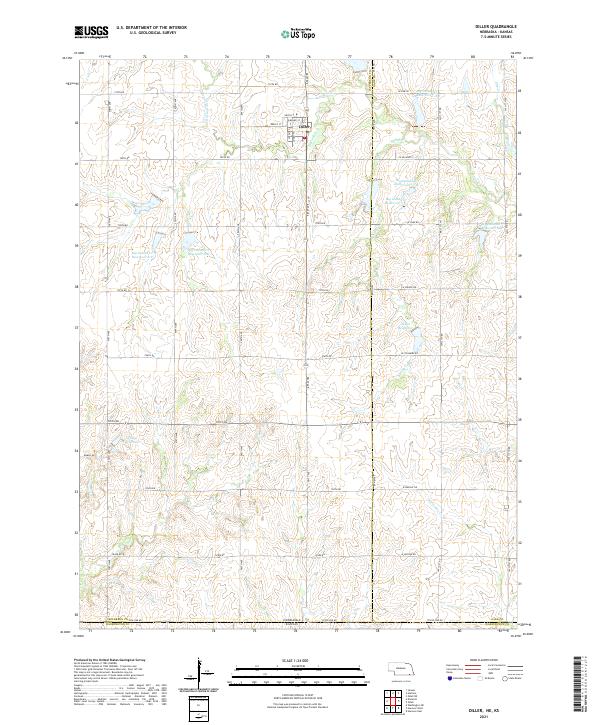 USGS US Topo 7.5-minute map for Diller NEKS 2021