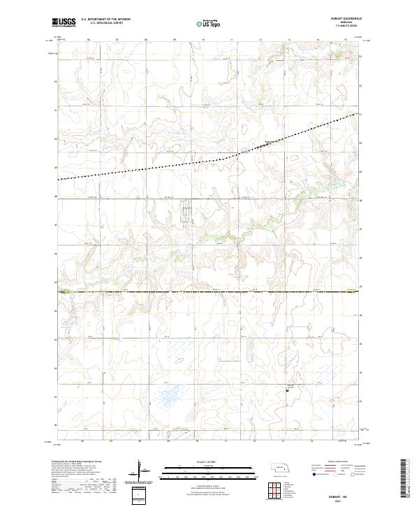 USGS US Topo 7.5-minute map for Durant NE 2021