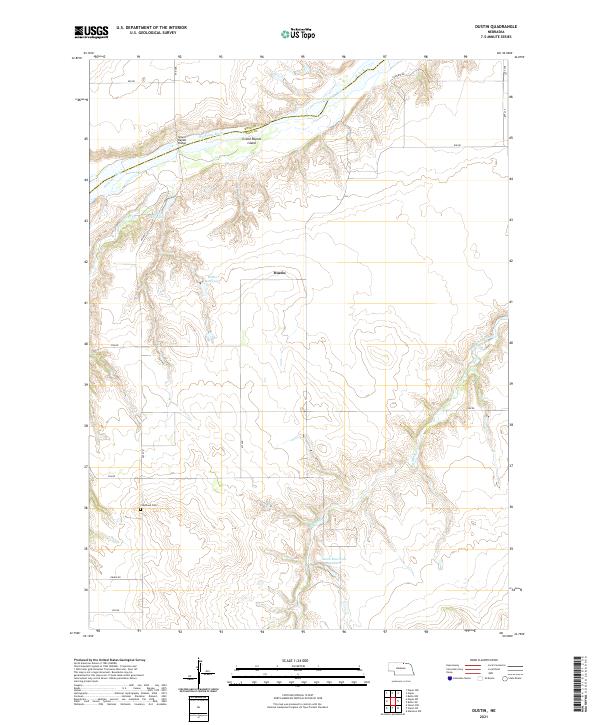 USGS US Topo 7.5-minute map for Dustin NE 2021