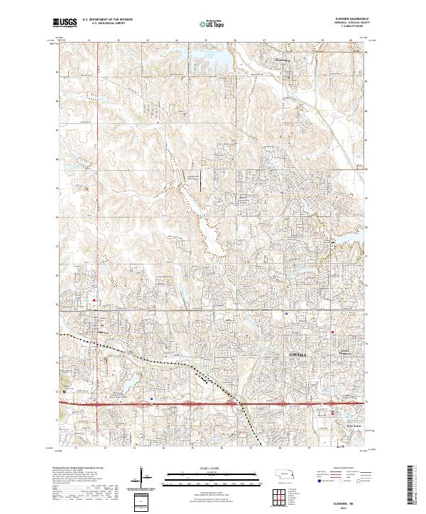 USGS US Topo 7.5-minute map for Elkhorn NE 2021