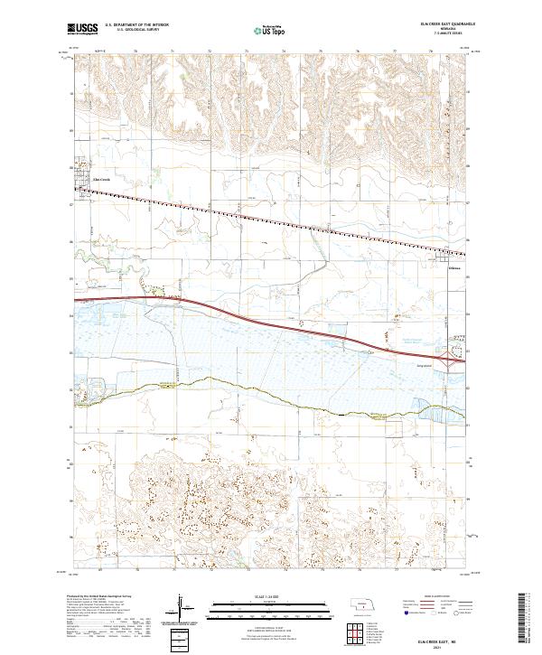 USGS US Topo 7.5-minute map for Elm Creek East NE 2021