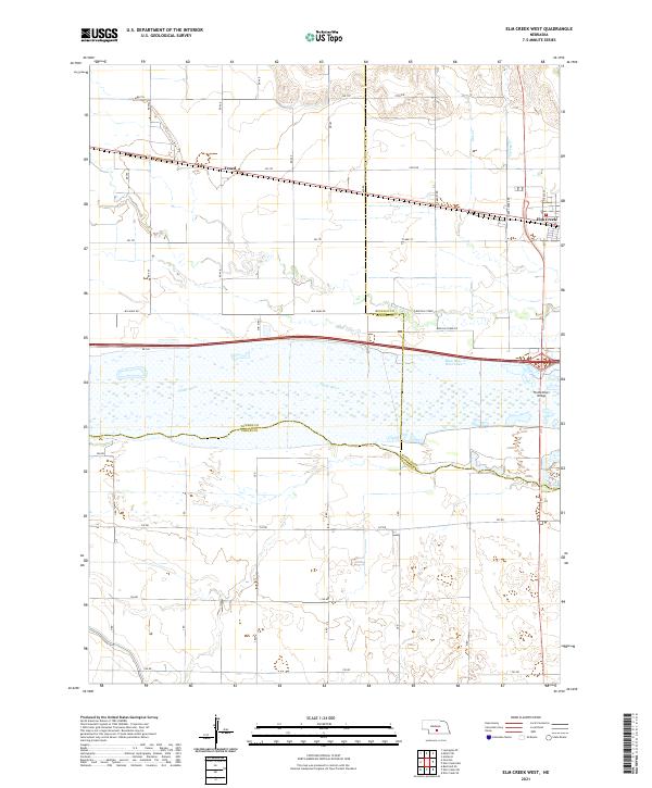 USGS US Topo 7.5-minute map for Elm Creek West NE 2021