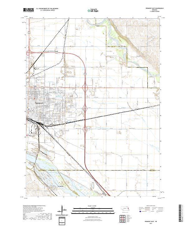 USGS US Topo 7.5-minute map for Fremont East NE 2021