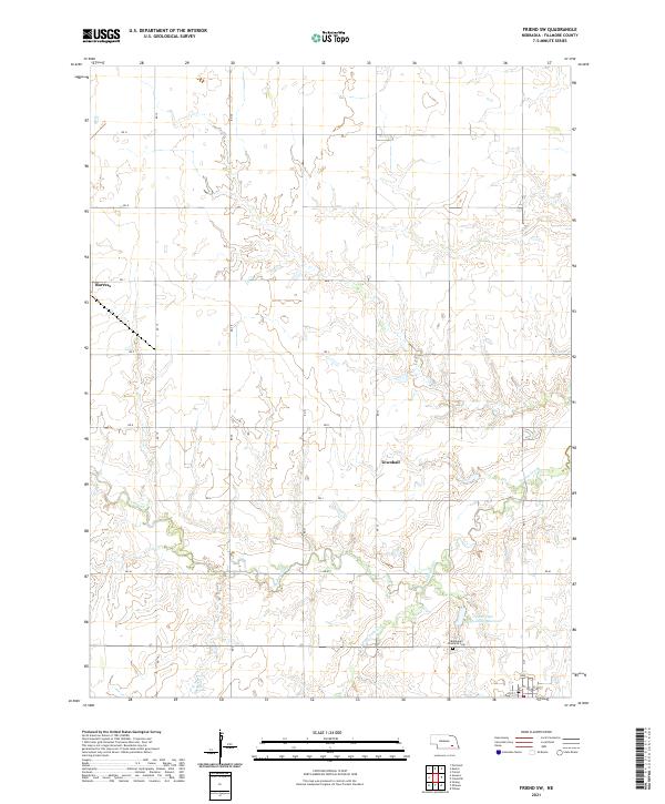 USGS US Topo 7.5-minute map for Friend SW NE 2021