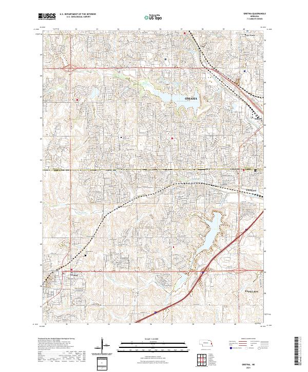 USGS US Topo 7.5-minute map for Gretna NE 2021