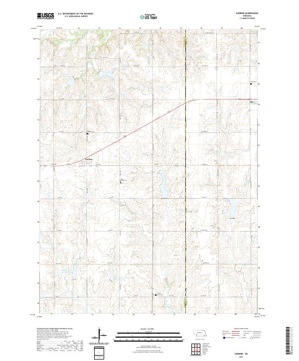 USGS US Topo 7.5-minute map for Harbine NE 2021