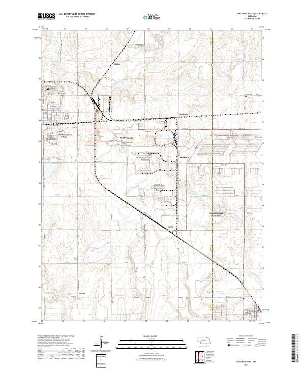 USGS US Topo 7.5-minute map for Hastings East NE 2021