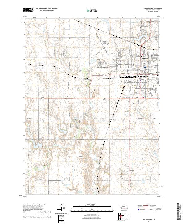 USGS US Topo 7.5-minute map for Hastings West NE 2021