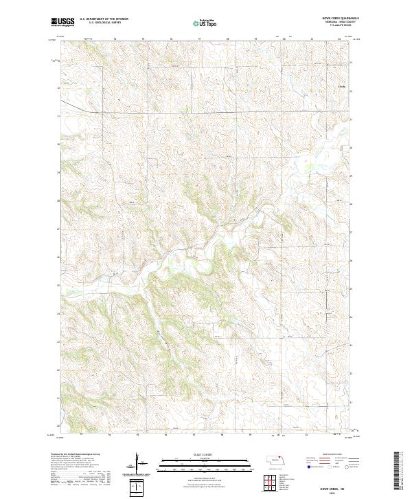 USGS US Topo 7.5-minute map for Howe Creek NE 2021