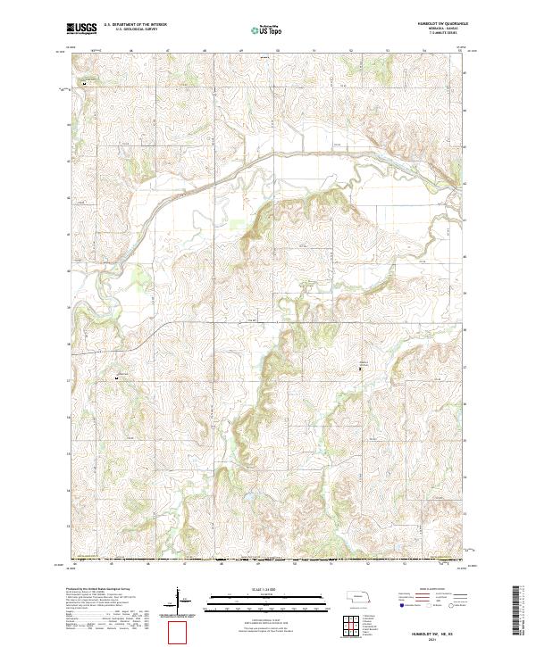 USGS US Topo 7.5-minute map for Humboldt SW NEKS 2021