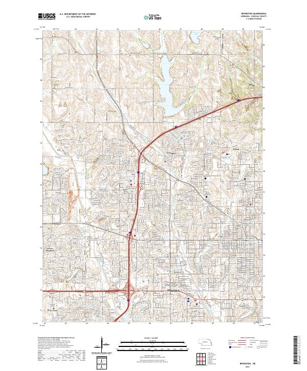 USGS US Topo 7.5-minute map for Irvington NE 2021