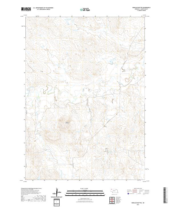 USGS US Topo 7.5-minute map for Isinglass Buttes NE 2021