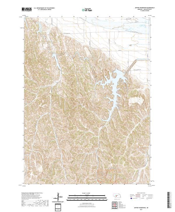 USGS US Topo 7.5-minute map for Jeffrey Reservoir NE 2021