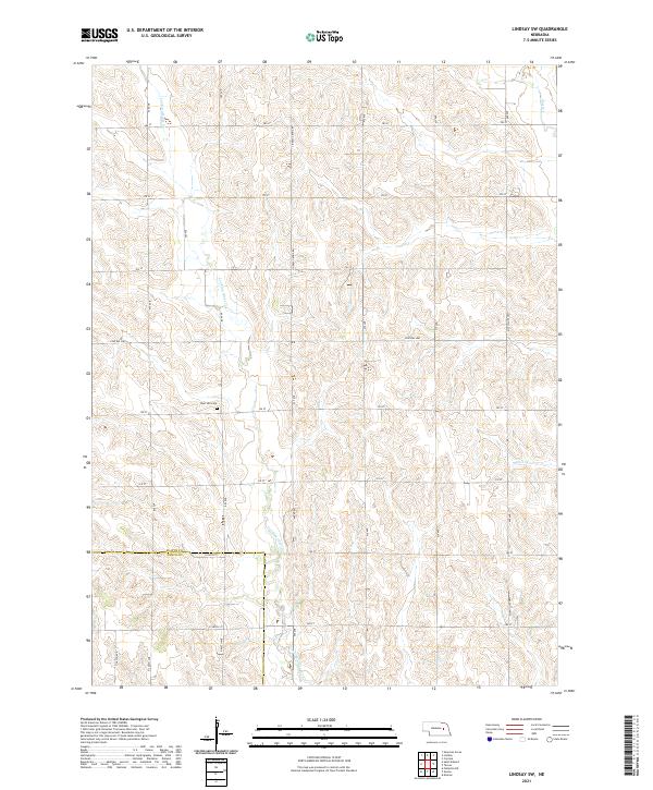 USGS US Topo 7.5-minute map for Lindsay SW NE 2021